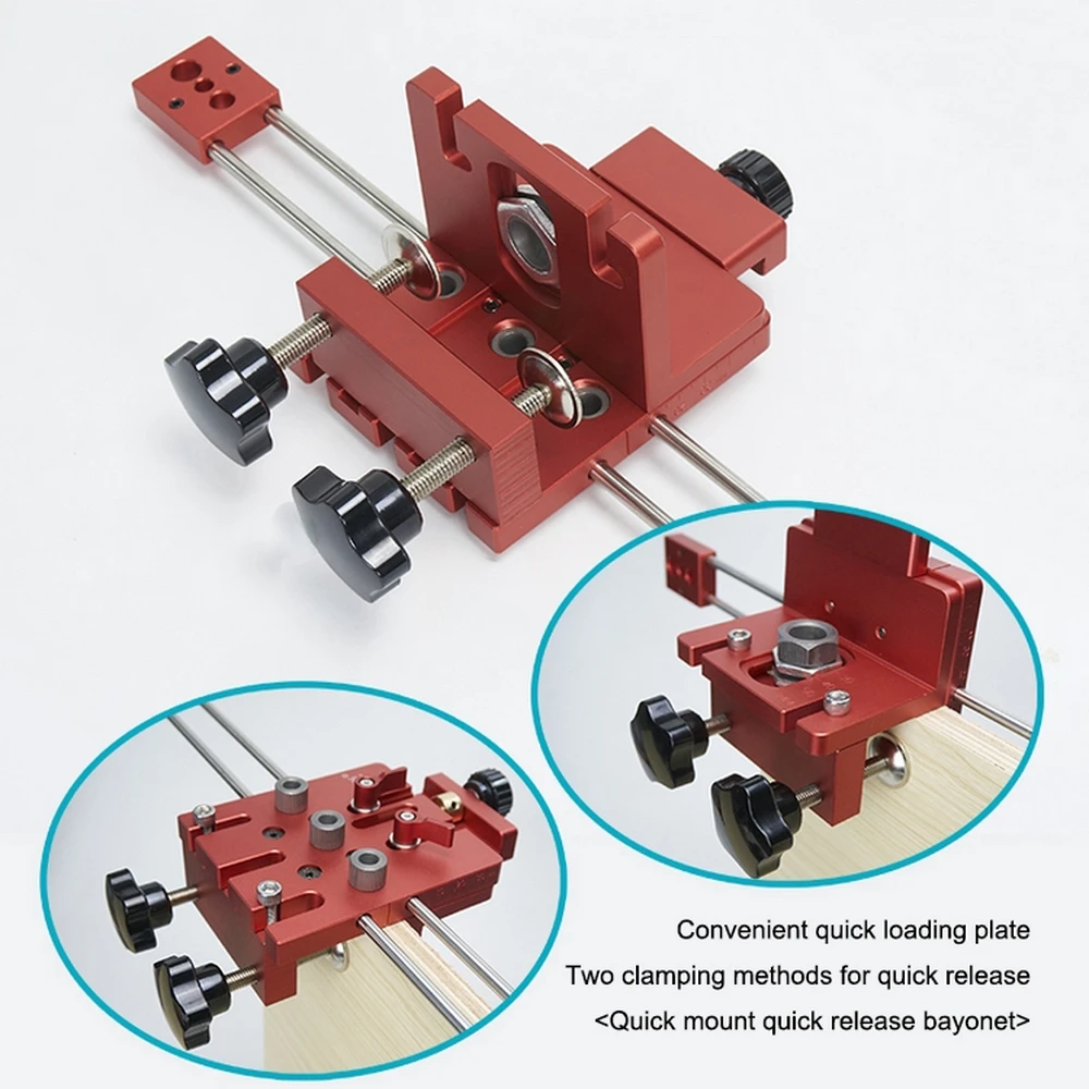 

Hole Drill Punch Positioner 3 in 1 Woodworking Guide Locator Jig Joinery System Kit Aluminium Alloy Wood Working DIY Tool