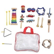 Музыкальные инструменты для малышей-11 типов 14 шт деревянный ксилофон бубен набор для детей дошкольного образования, раннего обучения