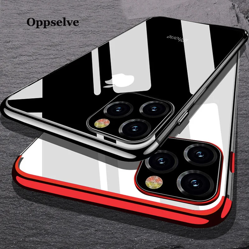 

Plating Case For iPhone 11 Pro Xr XS XS Max Cover Transparent Silicone Cover Luxury Soft TPU Case For iPhone 8 7 6 6S Plus Cover