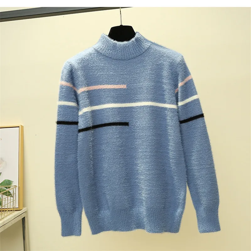 

Feminino All Match Line Loose Casual O-Neck Warm Knitted Sweater Pullover Autumn Knitwear Sueter Mujer Long Sleeve Women New