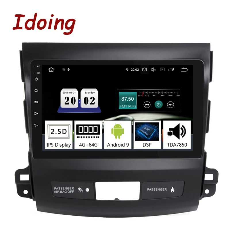 Best Idoing 9"Car PX5 4G+64G 8 Core Android 9.0 Radio Multimedia Player For Mitsubishi Outlander xl 2 2005-2012 GPS Navigation 2.5D 1