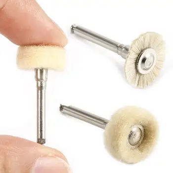 

Knitting Wool Flat Brush with 2.34mm Bending Shank Mounted Wool Polishing Wheel Mini Brush for Dental Low Speed Grinding