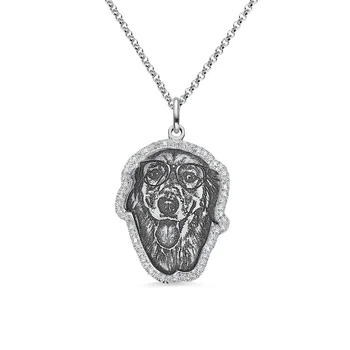 

AILIN Women Necklace Custom Name Necklace Personalized Photo Necklace Pet Photo Necklace Dog Cat Picture Engraving Necklace