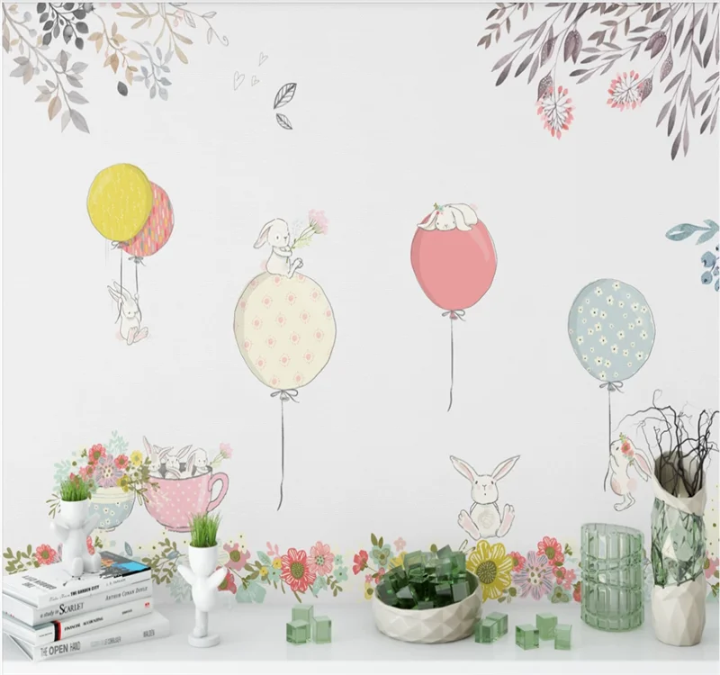 

Customized large wallpaper 3D mural simple watercolor flowers Mori small fresh European decorative painting background wall