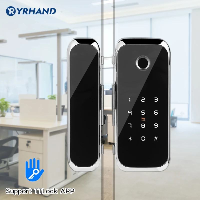 Smart WiFi Bluetooth APP Access Electronic Biometric Fingerprint Office Glass Sliding Door Lock