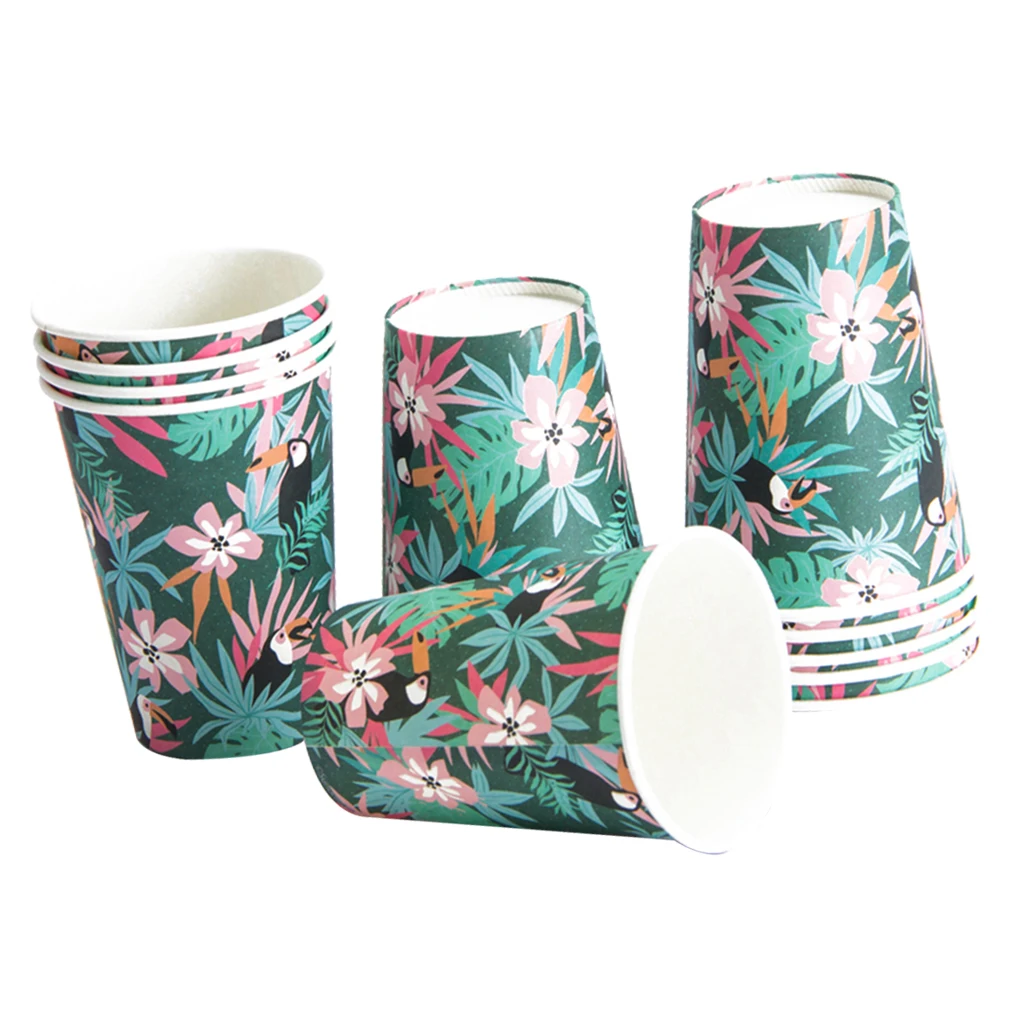 12pcs Paper Cup Summer Animal Series For Birthday Party Jungle Themed Party Forest Theme Decor Cups Party Supplies