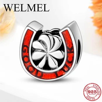 

925 Sterling Silver U-shaped Letter Beads Flower Charm Fit Original Pandora Charms Bracelets Beads For Jewelry Making