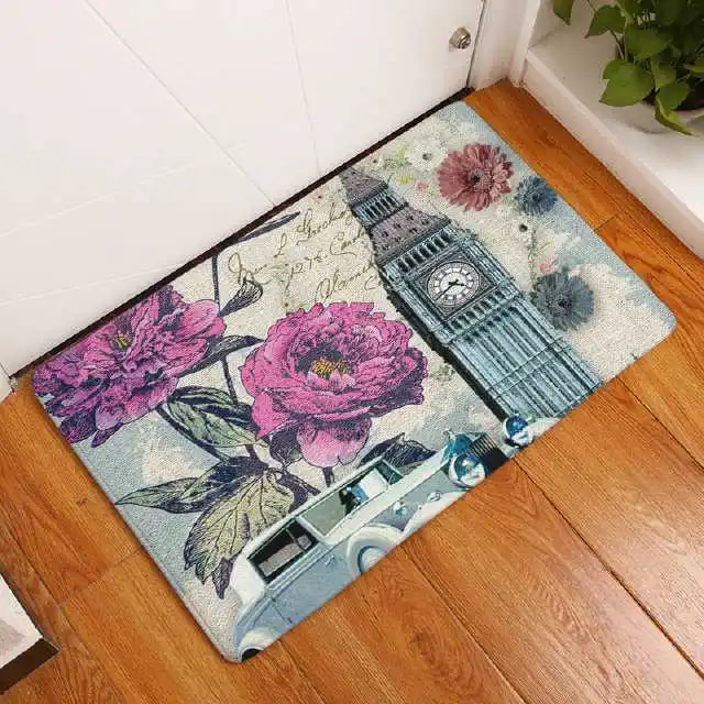 CAMMITEVER Vintage Floral Famous Building Paris Tower Floor Rug Doormat Mat Kitchen Carpet Toilet Rug Porch Doormat - Цвет: 2159-13