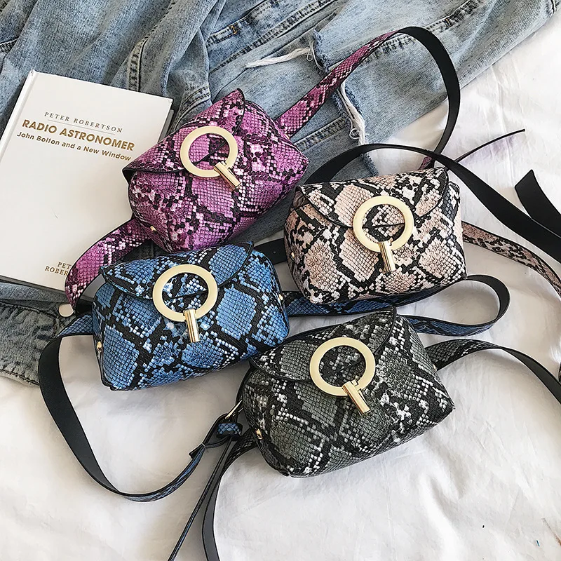 

Fashion Snake Print Belt Bag Ladies Snake Pattern PU Leather Purse Women Models Wild Single Shoulder Diagonal Package