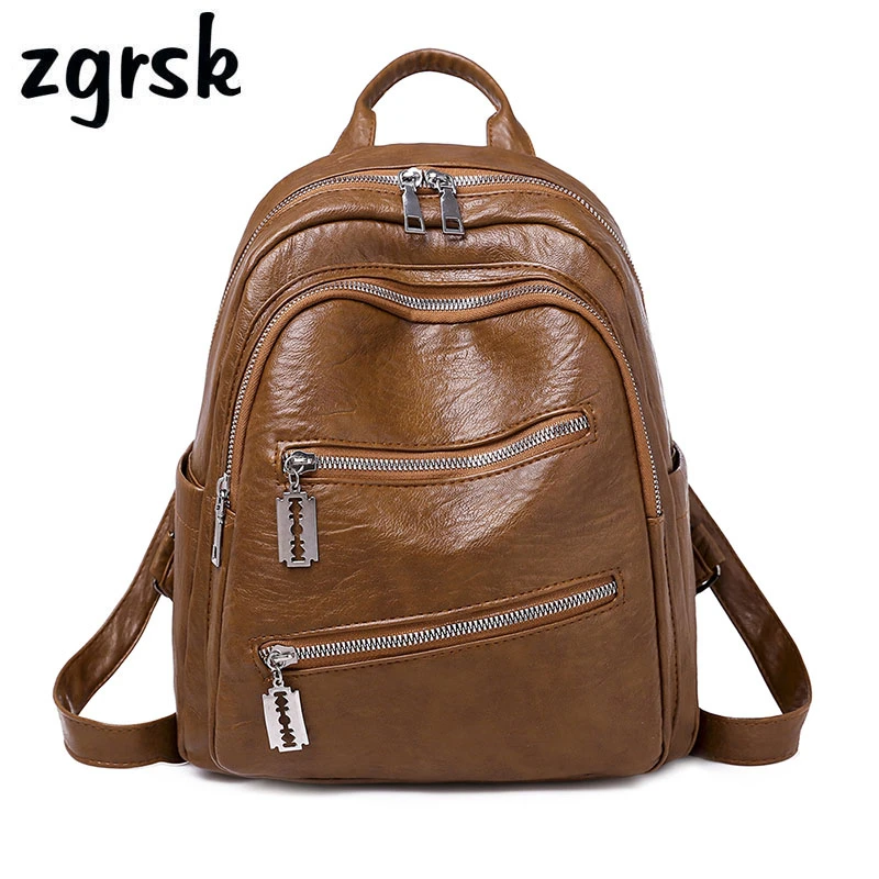 Women Teen Backpack Waterproof Hot Solid College Pu Leather Fashion School Bag Backpacks For Teenagers Back Pack Purse Bookbags