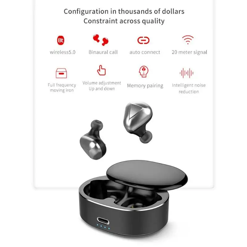 VODOOL T50 TWS Mini Bluetooth наушники стерео HiFi Touch Bluetooth 5,0 беспроводная гарнитура для занятий спортом шумоподавление наушники с микрофоном
