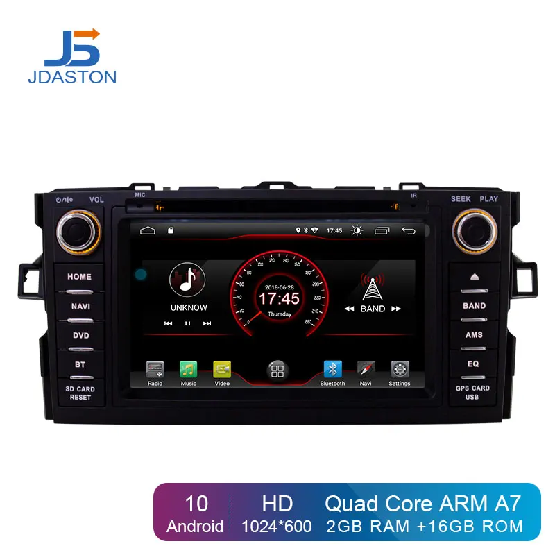 JDASTON Android 10 0 автомобильный DVD плеер для Toyota AURIS hatchback 2008 2012 2 Din автомобильное радио