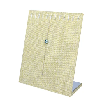 

12 Hooks Shape Bracelet Necklace Beige Linen Jewelry Display Holder Stand Organizer Hang Show Rack Chains