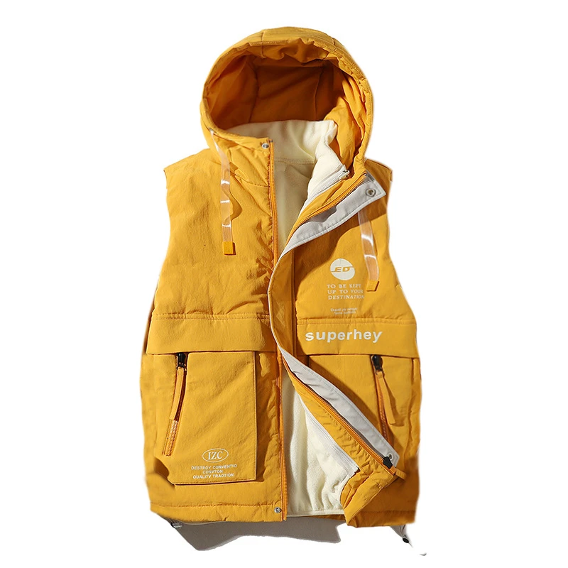 Men Teens Winter New Casual Hood Duck Down Jackets Parkas Waistcoat Men Hip Hop Fashion Waterproof Warm Thick Jacket+ Vest Men - Цвет: Yellow-Vest