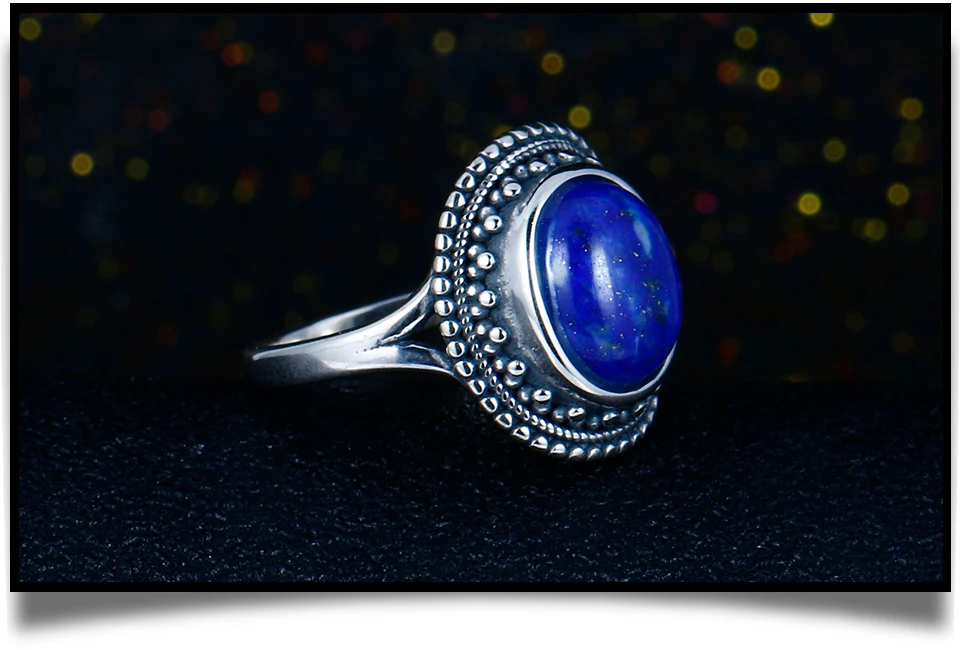 925 Серебряные кольца натуральный голубой ляпис драгоценный камень кольца лунный камень Мистик Топаз для женщин обручальные кольца Подарок на годовщину хорошее ювелирное изделие