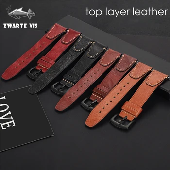 

G enuine Leather Band For Samsung Galaxy Watch Strap Head Layer Cowhide For Huawei GT 22mm Leather Strap Vintage Wristband Men