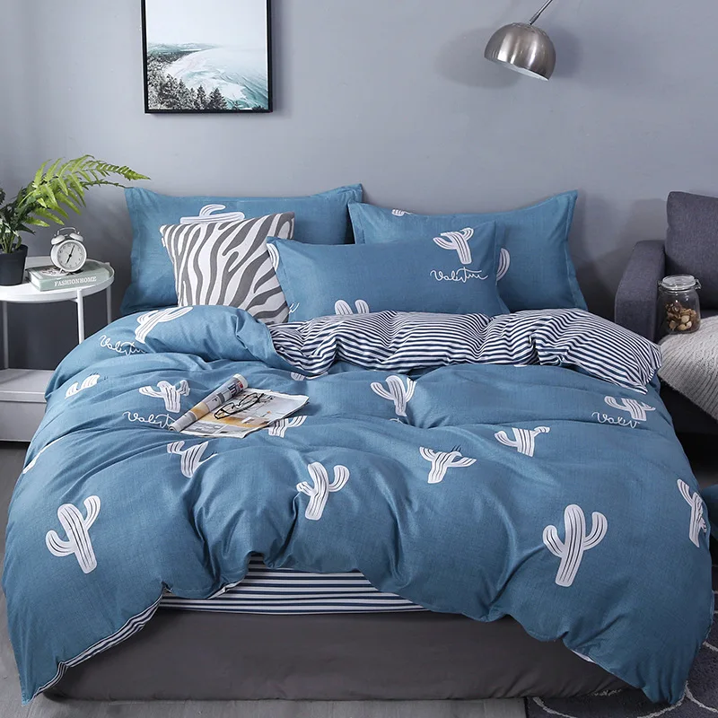 Home Textile Pure Polyester Material Bedding Sets Duvet Cover Bedclothes Flat Sheet Pillowcases Printed Bedding Sets For Bedroom