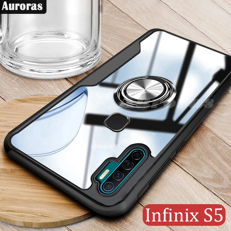 Auroras для Infinix S5 Чехол Официальный противоударный прозрачный с кольцом мягкая рамка подушка безопасности Чехол для infinix s5 lite чехол
