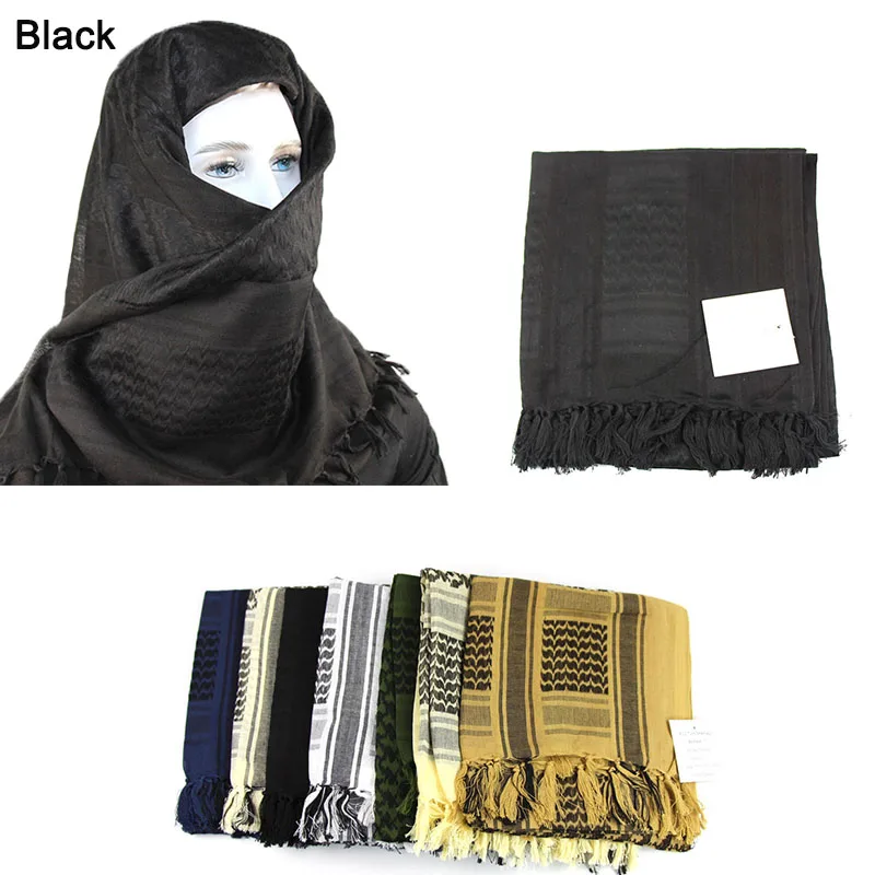 Unisex Tactical Keffiyeh Shemagh Arab Scarf Desert Keffiyeh Scarf Men Women Cotton Lightweight Windproof Hiking Scarf Neck Cover