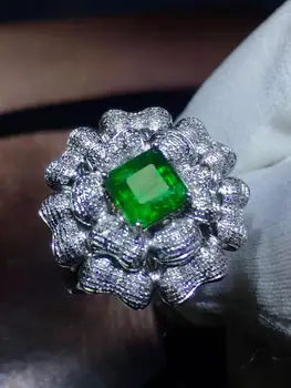 

Fine Jewelry Real Pure 18K Gold 100% Natural Emerald 1.43ct Gemstone Diamonds Jewellery Female's Rings for women Fine Ring