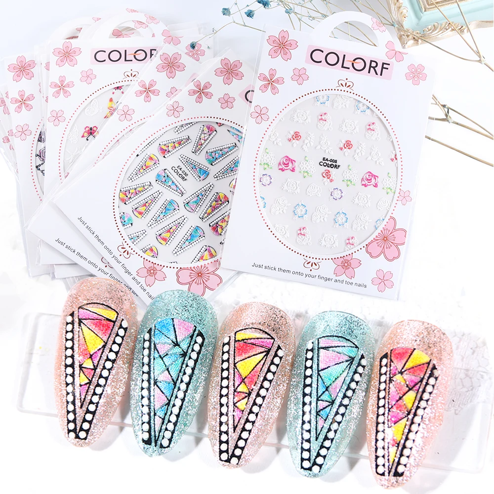 

1pc 5D Embossed Nail Art Sticker Manicure Christmas Flower Design Adhesive Decal Nail Art Decoration Transfer Slider TREA002-035