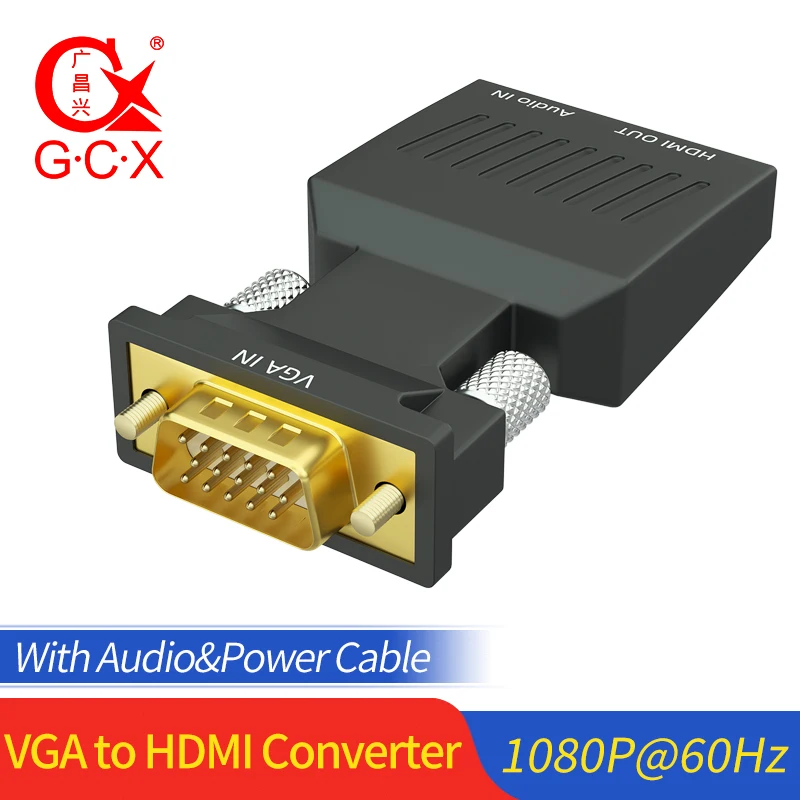 GCX преобразователь из VGA в HDMI аудио видео синхронизация 1080P 60Hz VGA2HDMI для ПК монитор проектор VGA штекер HDMI Женский адаптер