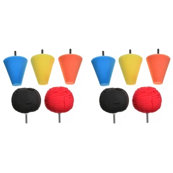 

6Pcs Conical Sponge Pad and 4Pcs Spherical Wheel Polishing Wheel Polishing Car Beauty Waxing Car Polishing Pad Set Polishing Buf