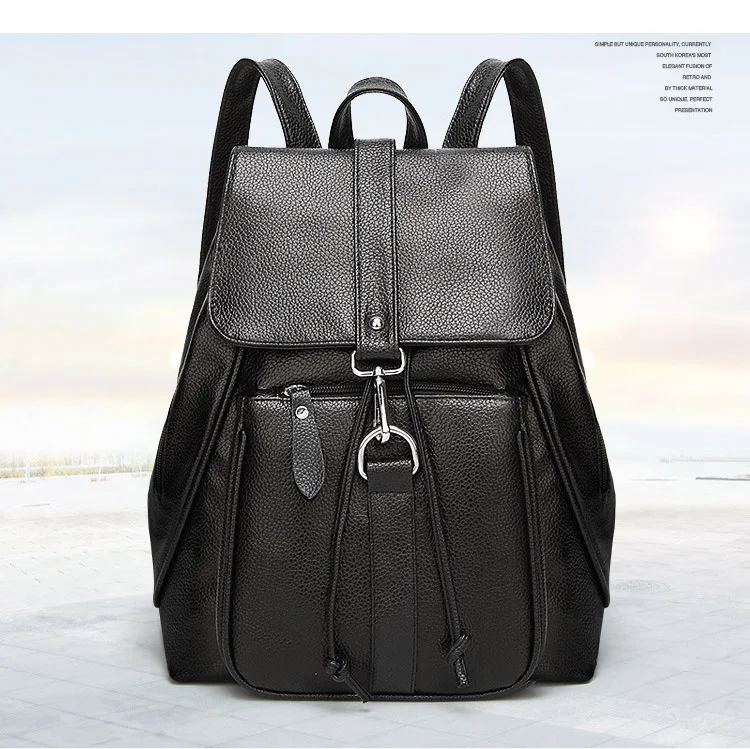 Women Fashion Natural Leather Backpacks High Quality Black School Backpack Bags for Teenage Girls Female Large Capacity Mochilas (1)