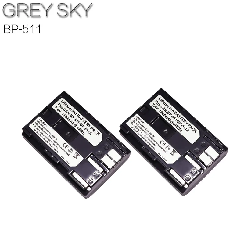 2 battery Powertrust 4 шт. BP-511A BP-511 Камера Li-Ion Батарея+ светодиодный USB двойной Зарядное устройство для цифровой однообъективной зеркальной камеры Canon EOS 5D 50D 40D 20D 30D 10D 1D D60 300D D30 - Цвет: 2 battery