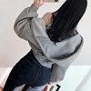 Short Hoodies Women Solid Sweatshirt Tracksuit Long Sleeve Female Crop Top Clothing  2