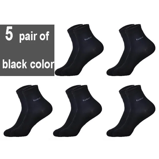5 black 10 шт. = 5 пар, высокое качество, бамбуковое волокно, носки для мужчин, повседневные, деловые, антибактериальные, дышащие, мужские носки, подарки, новинка - Цвет: 5 black