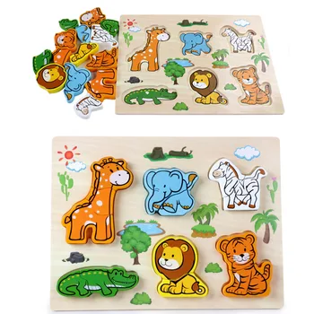 

Toys For Children Animal Hand Grasping Stereo Pairing Puzzles For Kids Early Education Jigsaw Puzzle Board Wooden Toys New Style