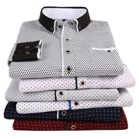2021 Men Fashion Casual Long Sleeved Printed Shirt Slim Fit Male Social Business Dress Shirts Brand For Men Soft Comfortable 1