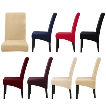 

Navy Blue Knitted Elastic Chair Cover Classic Colors and Simple Durable Design Restaurant Stretch Chairs Protective Case