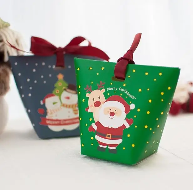 

50PCS Cute Candy Box Paper Box Christmas Candy Boxes Party Favors DIY Cookie&Candy Bag or Biscuits Snack Baking Package Supplies