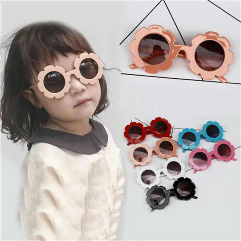 

2019 Kids Baby Glasses Sun Flower Round Cute Kid Sunglasses For Boy Toddler Lovely Baby Sun Glasses Girl Head wear Children Gift