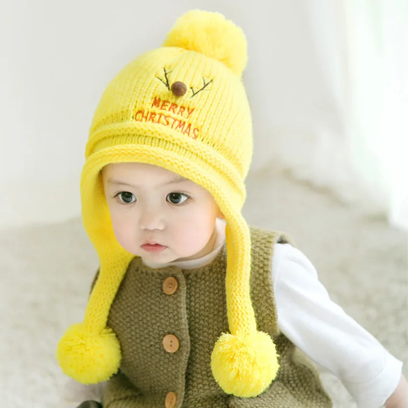 Maylisacc 5 Color Children's Autumn and Winter Hat Baby Warm Turtleneck Hat Merry Christmas Velvet Beanies for Boys and Girls