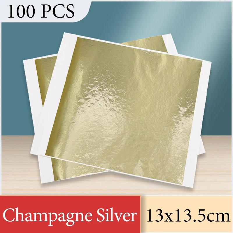 100PCS Taiwan Champagne Silver shiny Imitation silver leaf foil gilding | Дом и сад