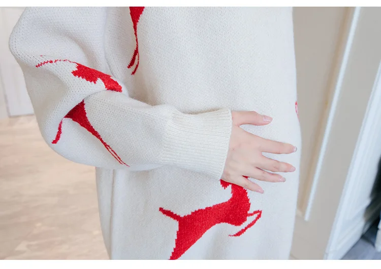 Christmas Maternity Sweater Long Sleeve Plus Size Pregnant Women Casual Knitted Maternity Soft Sweater M206