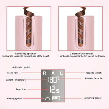 

USB Charging Wand Ceramic Heating Electric Salon Automatic Rotating Styling Tools Hair Curler Temperature Adjustable Twisting