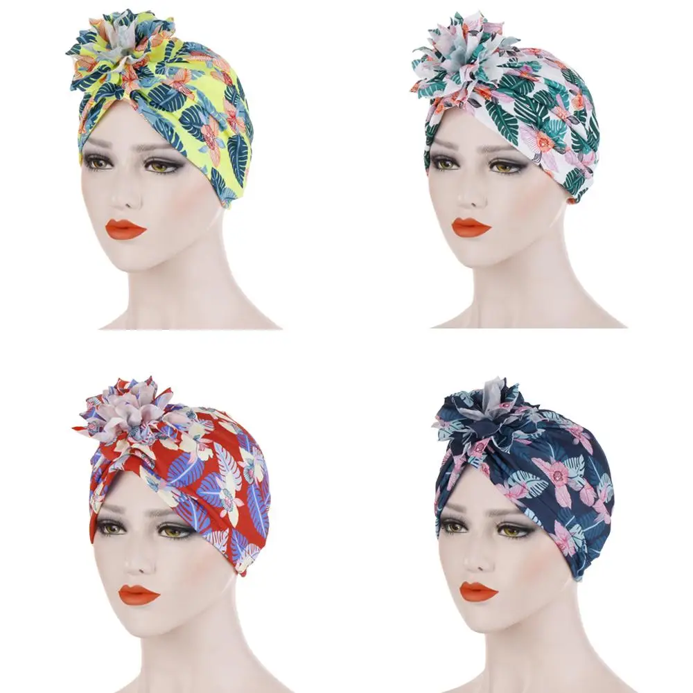 Женский мусульманский цветок раковая химиотерапия шляпа потеря волос голова шарф тюрбан шапка обертывание капот исламский, арабский головной убор в индийском стиле шапочки Skullies