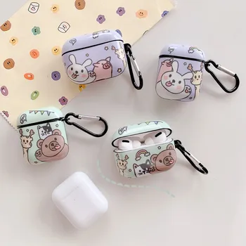 

For Apple Airpods Pro Cartoon Zoo Rabbit Giraffe Bear IMD Pattern Wireless Earphone Headphone Protector Cover for AirPods 1 2 3