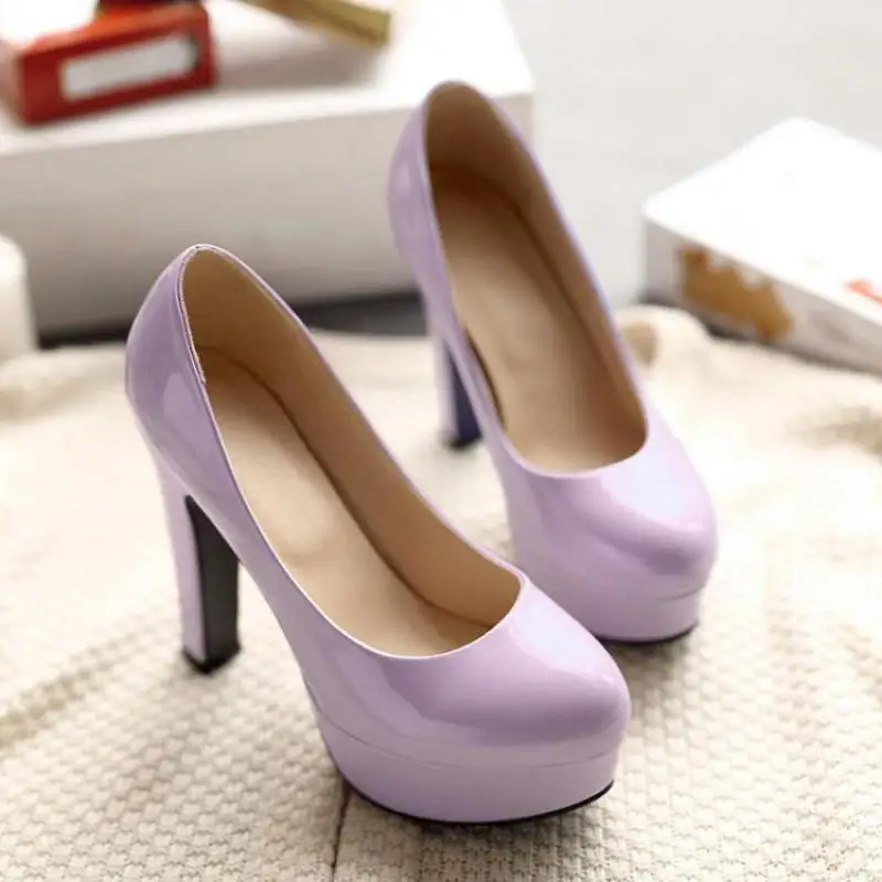 Туфли женские из лакированной кожи платформа толстый каблук свадебные туфли