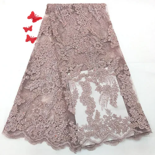 dusty pink Новое поступление африканская сухая блестящая кружевная ткань французская швейцарская вуаль кружевная ткань с кисточкой нигерийская вышитая Свадебная кружевная ткань - Цвет: dusty pink