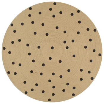 

90 cm Carpet Handmade Jute with Dot Pattern For Living Room Mat Carpet Tatami Rug Home Decorative Table Seat Mat