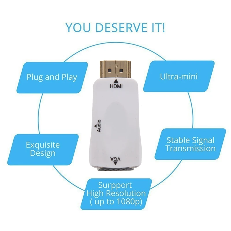 1080P HDMI Мужской к VGA Женский адаптер видео конвертер с аудио выходом N3