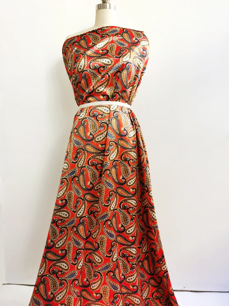 1 Meter x 1,48 Meter Retro-Paisley-Satinstoff, seidiges Charmeuse-Material für Schal, Kleid, Futter, Nähen, DIY – Detail 32