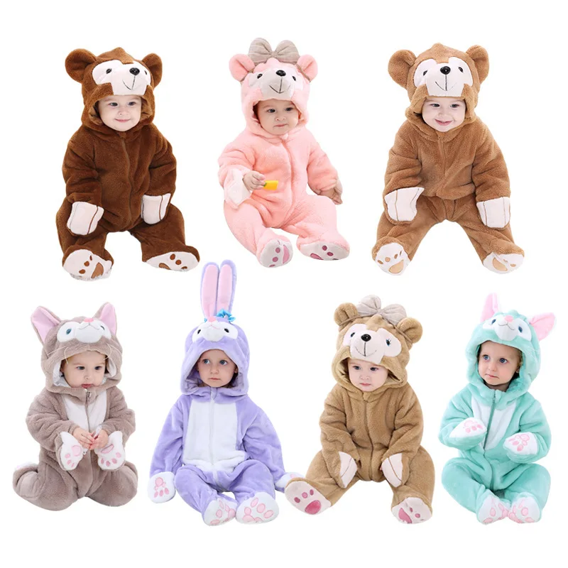 

2020 Baby Climbing Clothes Clothing Autumn Winter Newborn Hooded Infant Romper Children Warm Costume Outfit Kids Jumpsuit