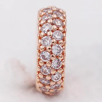 

Original Rose Pave Inspiration Spacer Crystal Beads Fit 925 Sterling Silver Bead Charm Pandora Bracelet Bangle DIY Jewelry