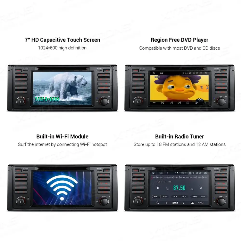 XTRONS автомобильный стерео DVD плеер Qualcomm Bluetooth 5 0 Android 10 PX6 для BMW E39 1995 2003